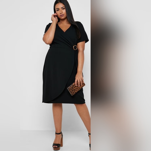 Dorothy Perkins Faux Textured Wrap Dress 4xl or US24 - Picture 3 of 6